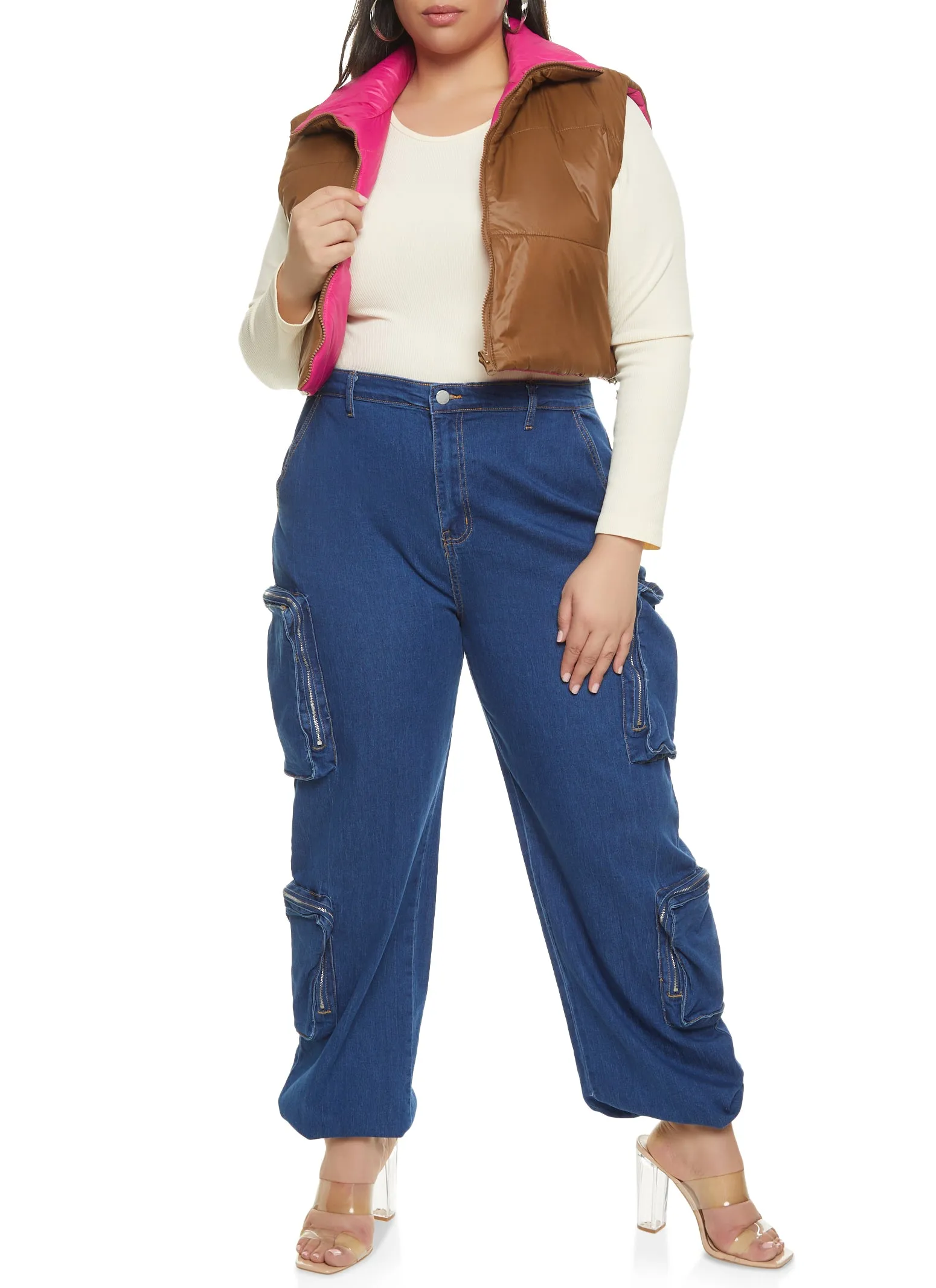 Plus Size Zip Cargo Pocket Jeans sold by Rainbow product image thumbnail 2