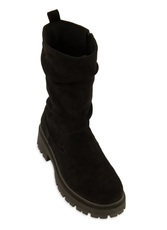 Lug Sole Ruched Side Zip Boots sold by Rainbow
