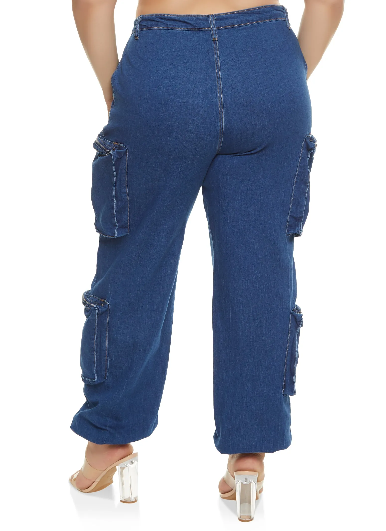 Plus Size Zip Cargo Pocket Jeans sold by Rainbow product image thumbnail 3