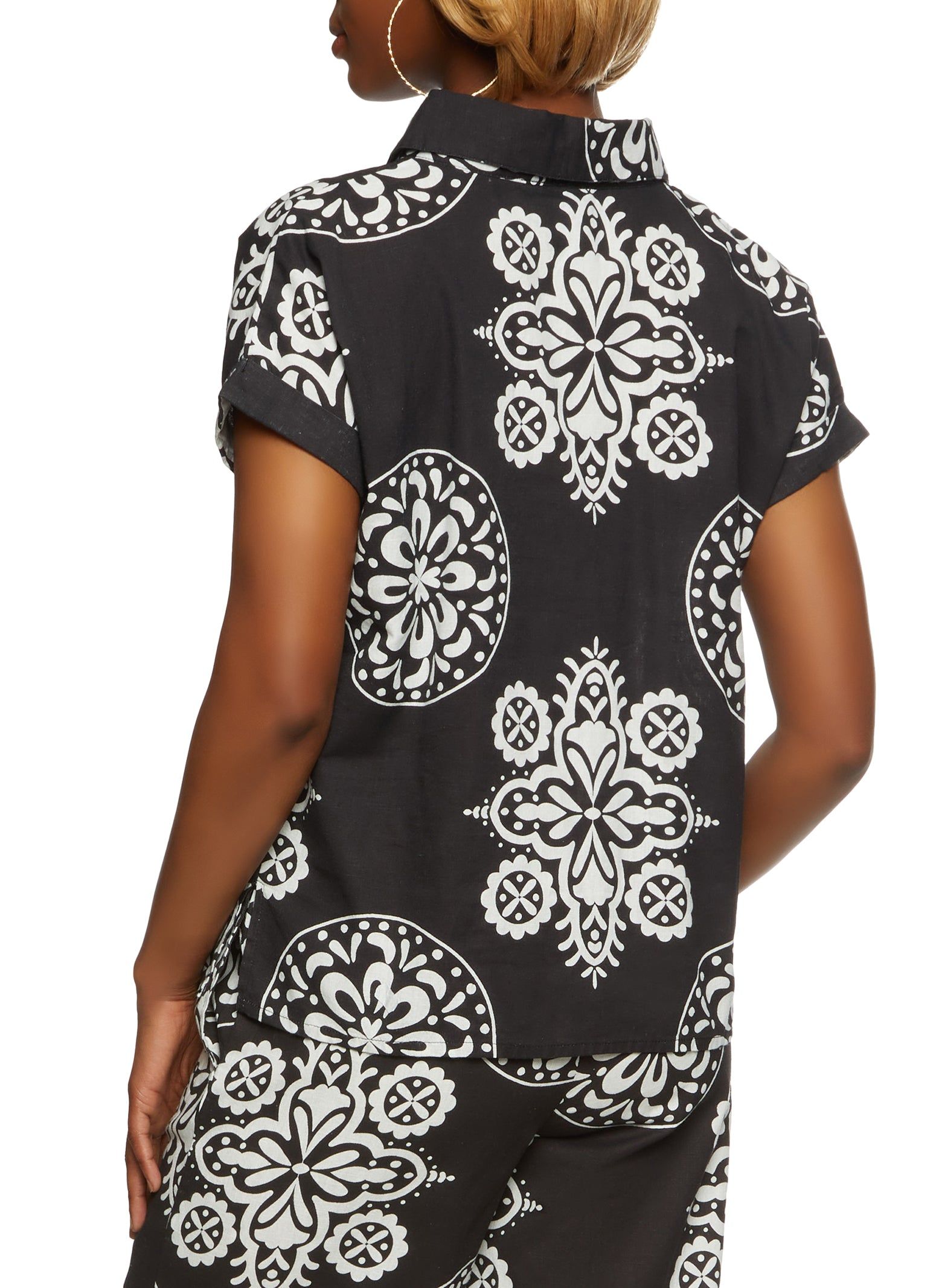 Printed Button Front Short Sleeve Top sold by Rainbow product image thumbnail 3
