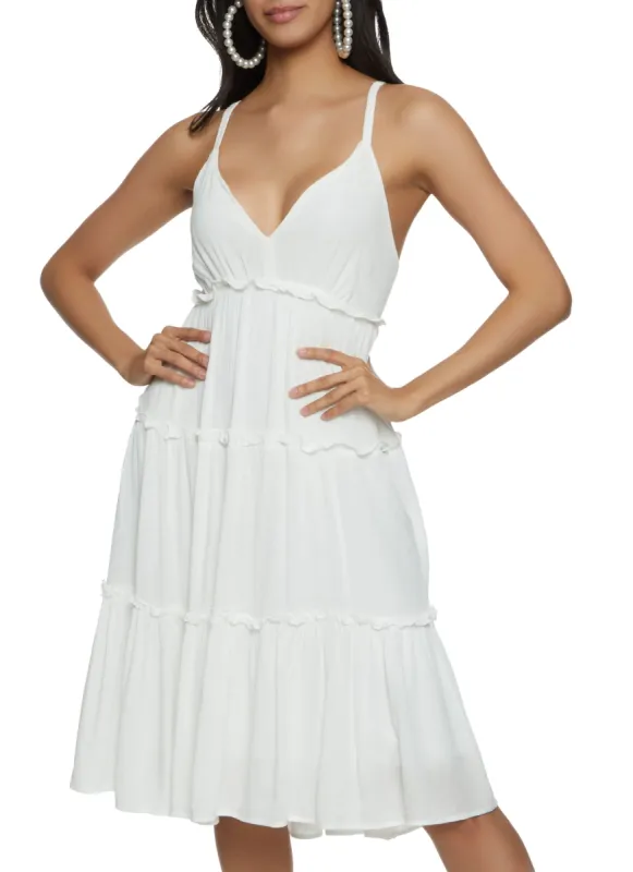 Haute Monde Tiered Cami Midi Dress sold by Rainbow