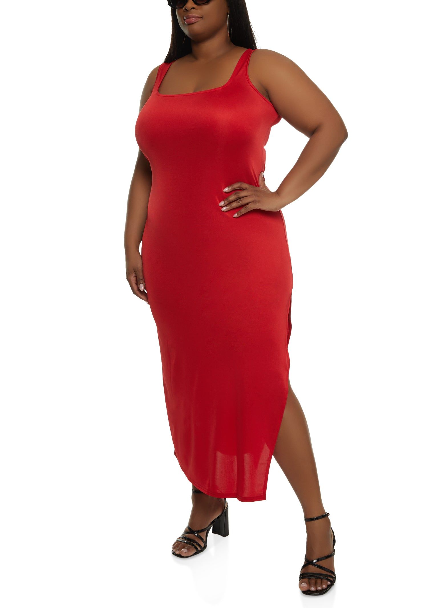 Plus Size Square Neck Sleeveless Maxi Dress sold by Rainbow