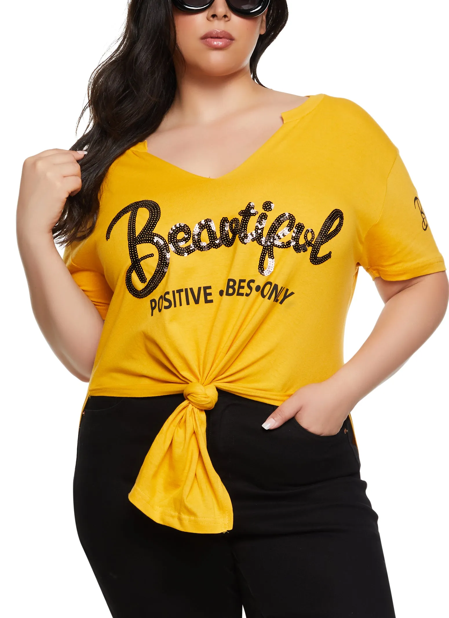 Plus Size Sequin Beautiful Graphic Tunic Tee sold by Rainbow product image thumbnail 2