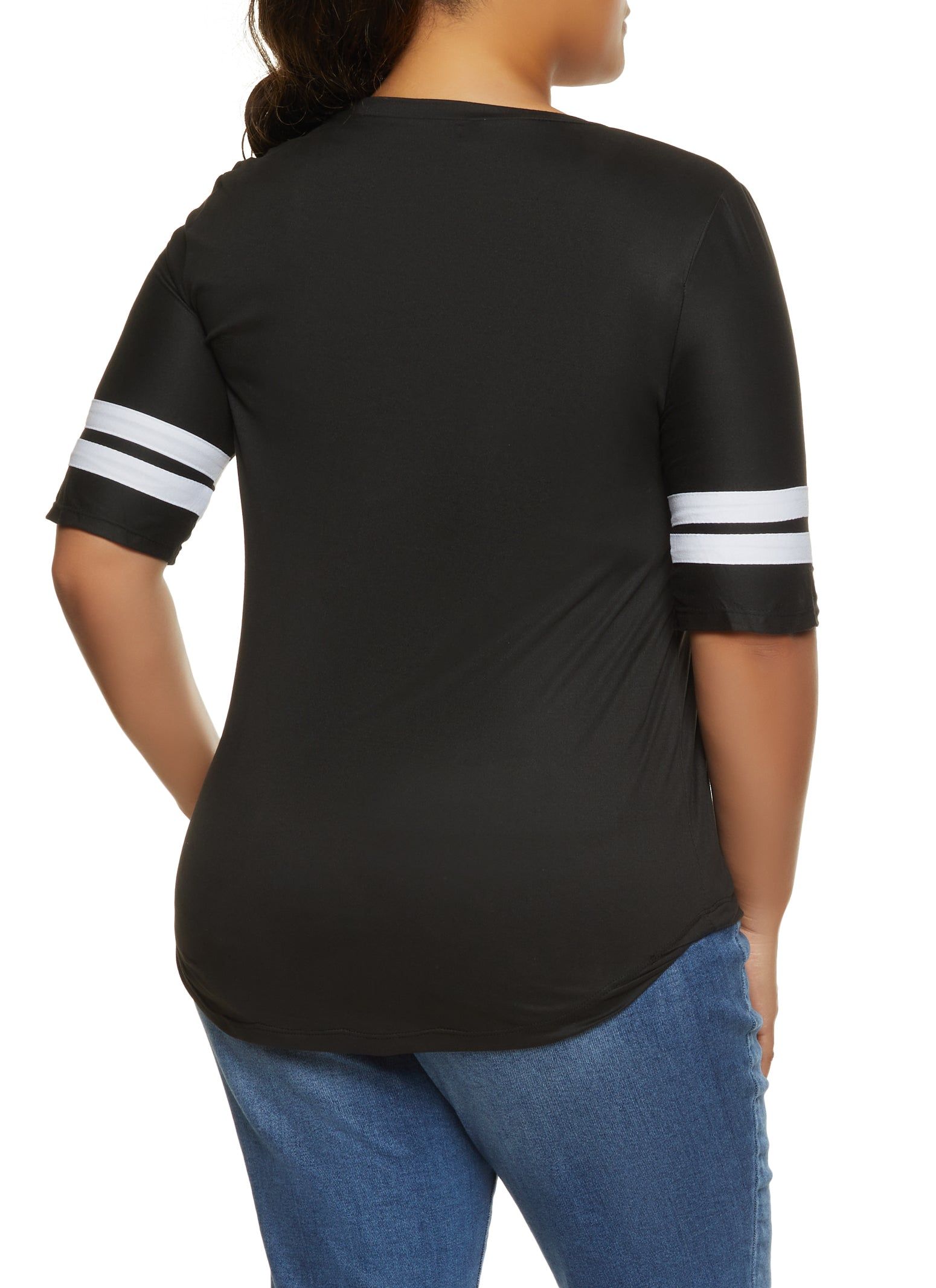 Plus Size Varsity Stripe Short Sleeve Tee sold by Rainbow product image thumbnail 2
