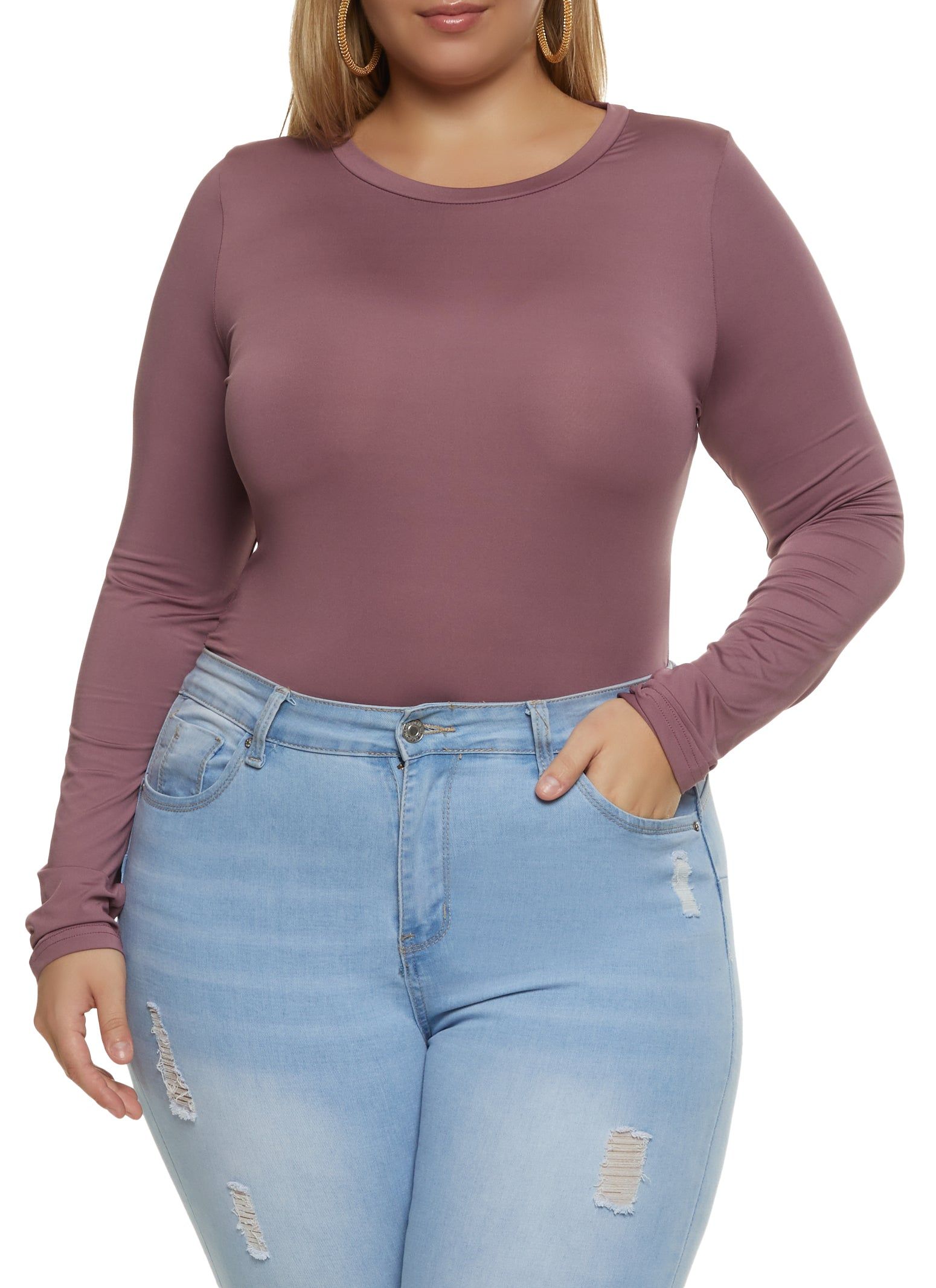 Plus Size Crew Neck Long Sleeve Bodysuit sold by Rainbow product image thumbnail 2