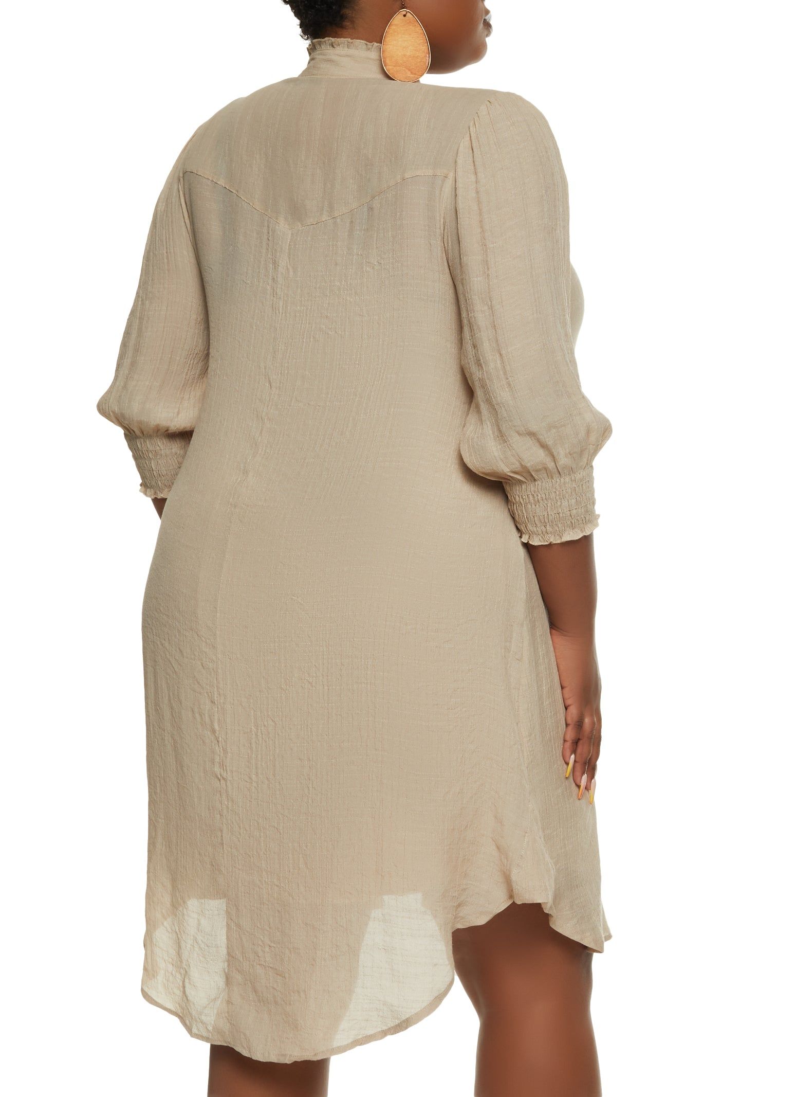 Plus Size Gauze Knit Button Front Shirt Dress sold by Rainbow product image thumbnail 3