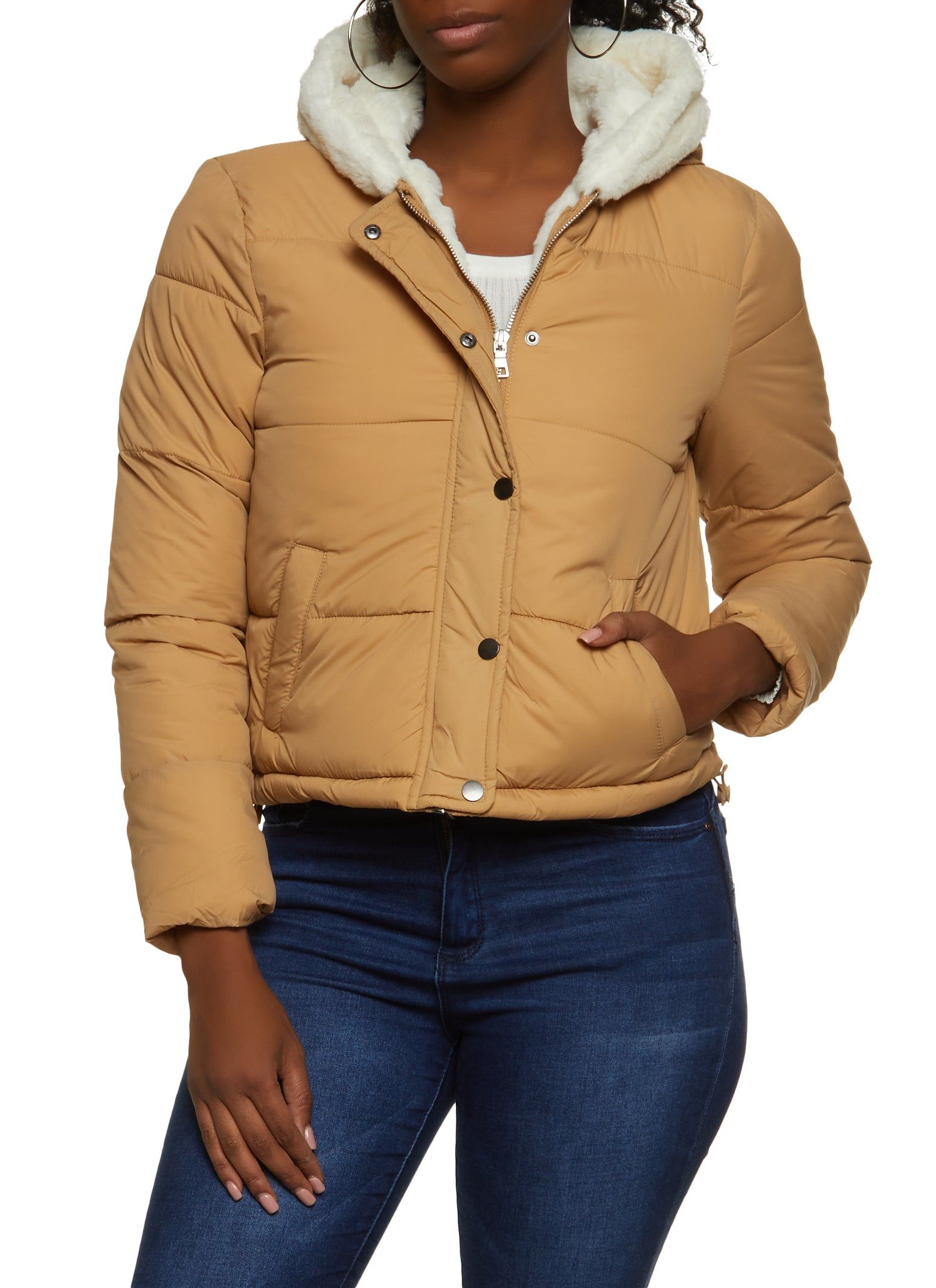 Faux Fur Lined Puffer Jacket sold by Rainbow