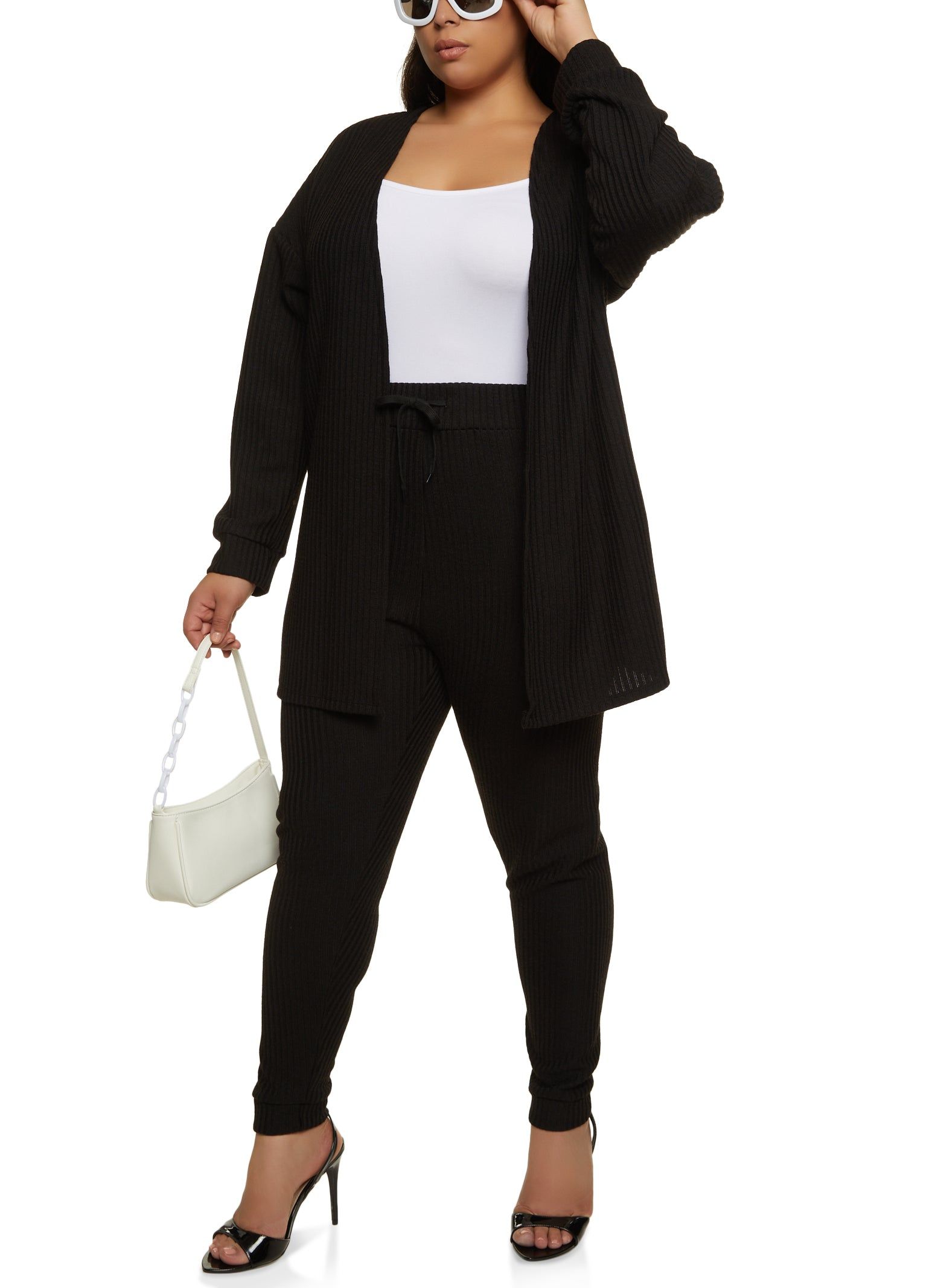 Plus Size Ribbed Open Front Cardigan sold by Rainbow product image thumbnail 2