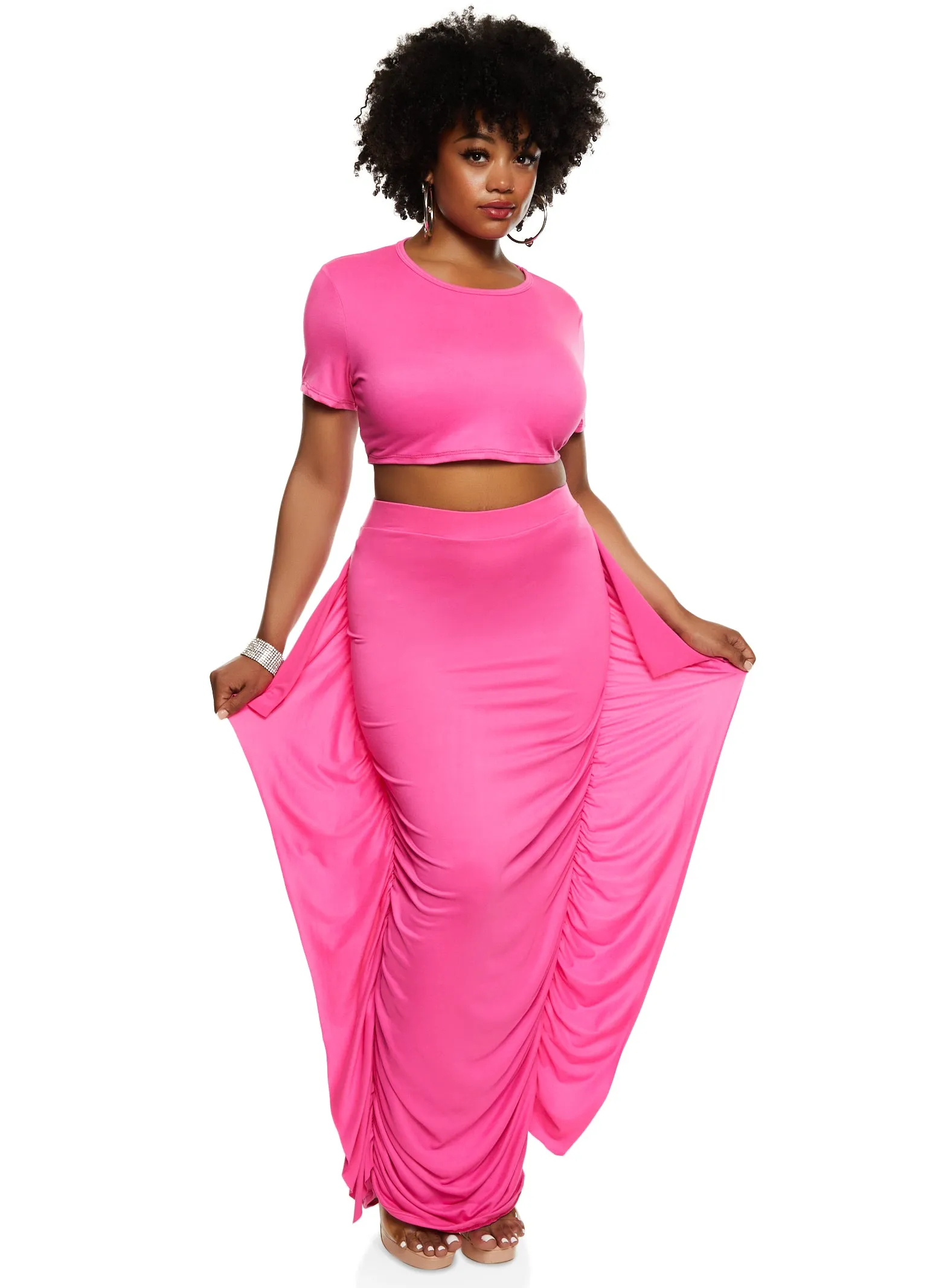 Plus Size Crew Neck Cropped T Shirt sold by Rainbow product image thumbnail 2