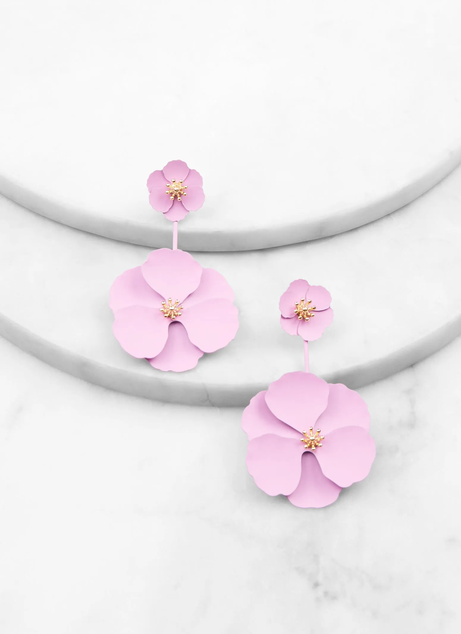 Double Floral Drop Earrings sold by Rainbow product image thumbnail 2