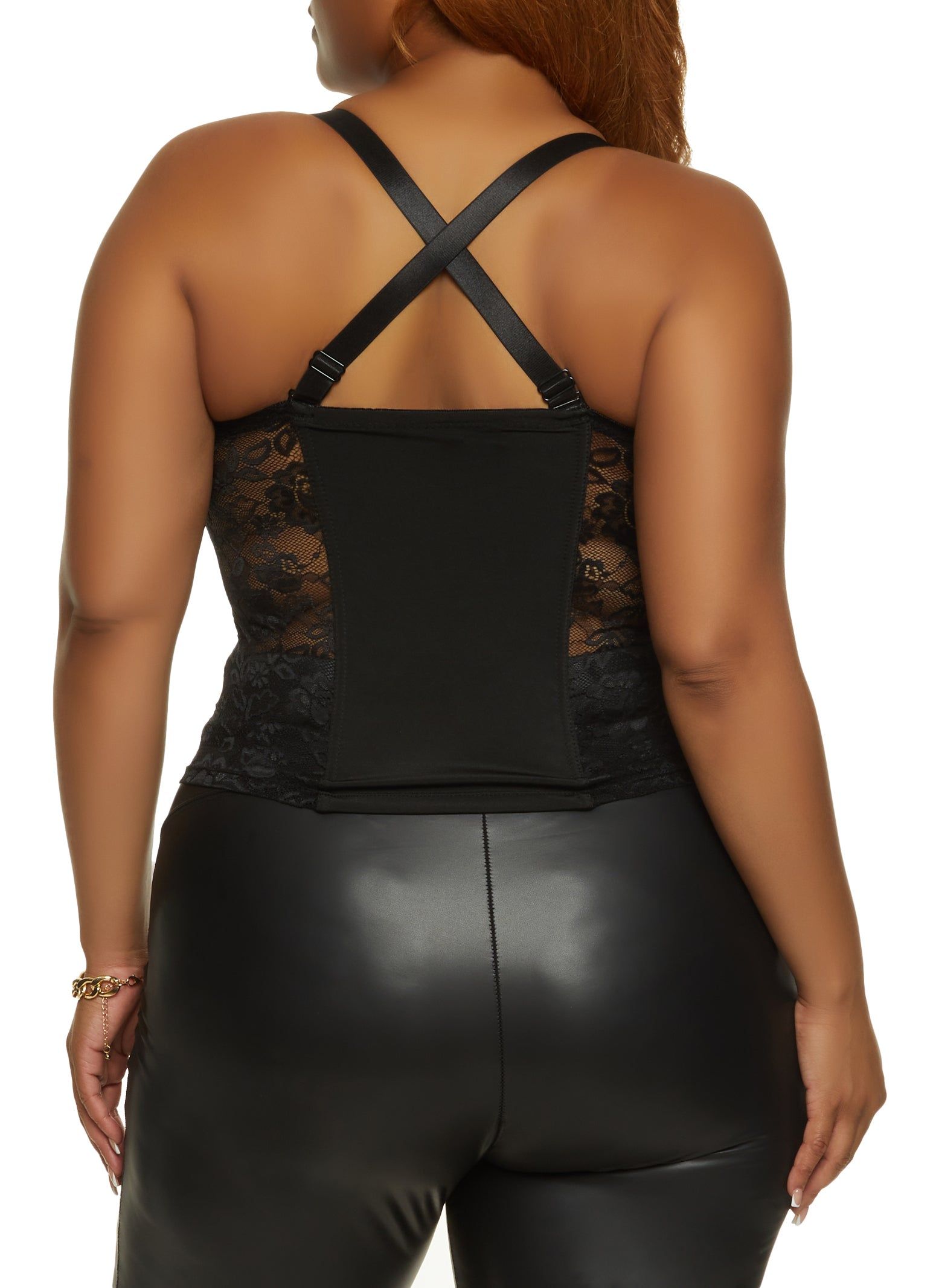 Plus Size Zip Front Lace Detail Bustier Top sold by Rainbow product image thumbnail 4