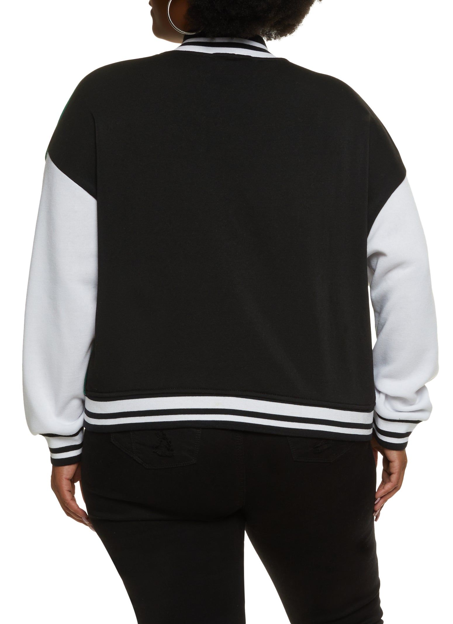 Plus Size Color Block NYC Zip Up Varsity Jacket sold by Rainbow product image thumbnail 2