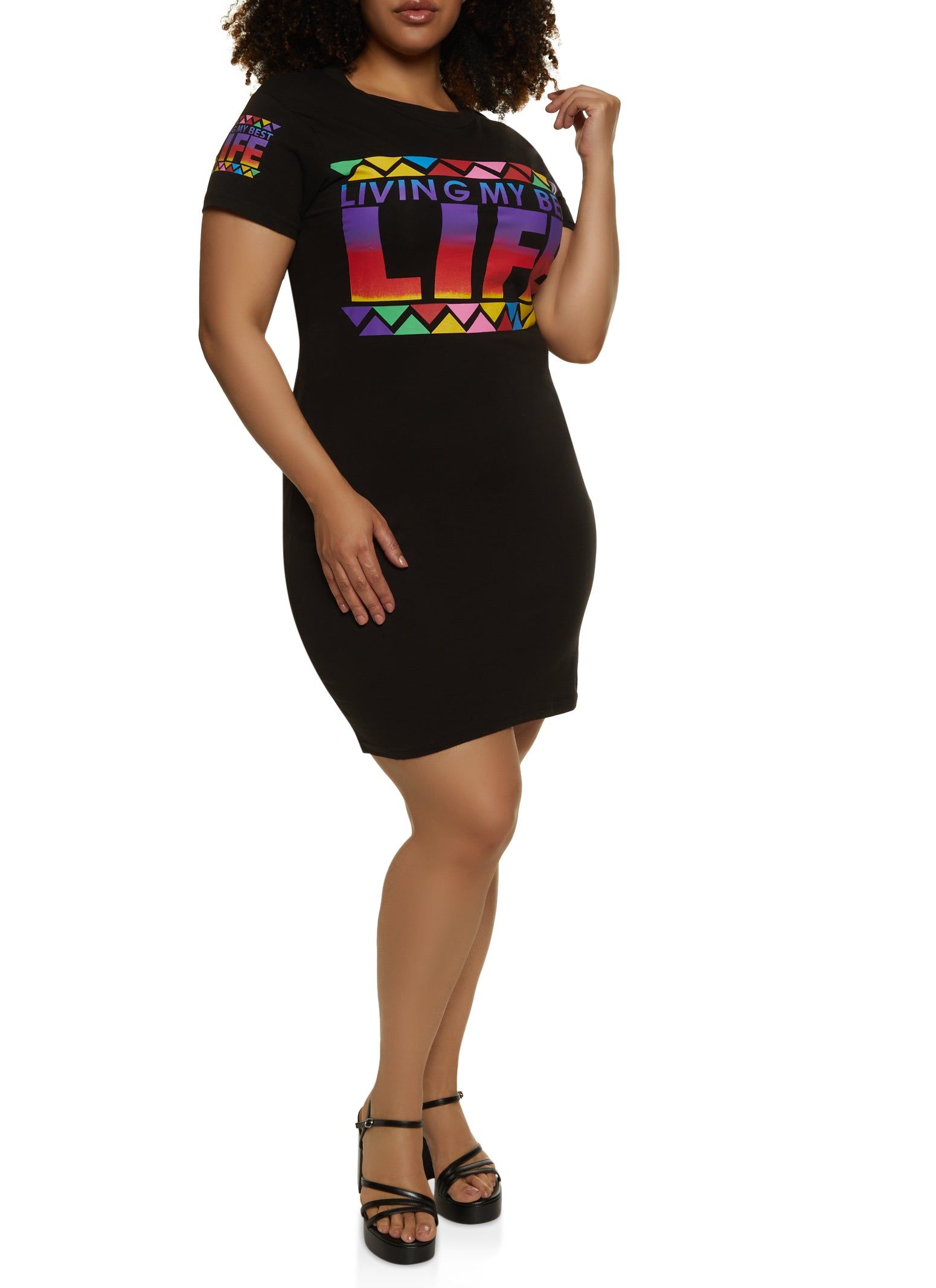 Plus Size Living My Best Life Graphic T Shirt Dress sold by Rainbow product image thumbnail 2