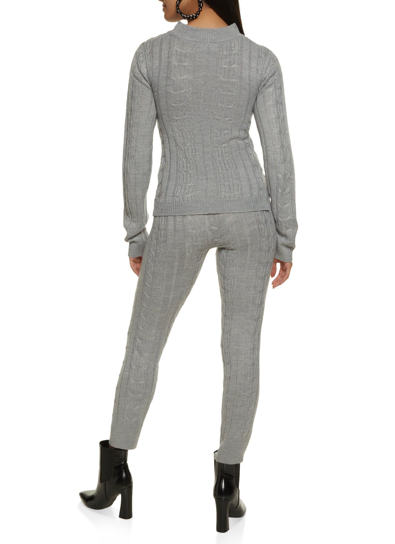 Cable Knit Cut Out Criss Cross Sweater and Pants Set sold by Rainbow product image thumbnail 2