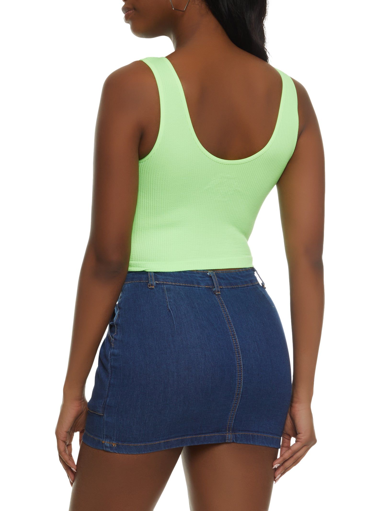 Seamless Ribbed Knit V Neck Cropped Tank Top sold by Rainbow product image thumbnail 2