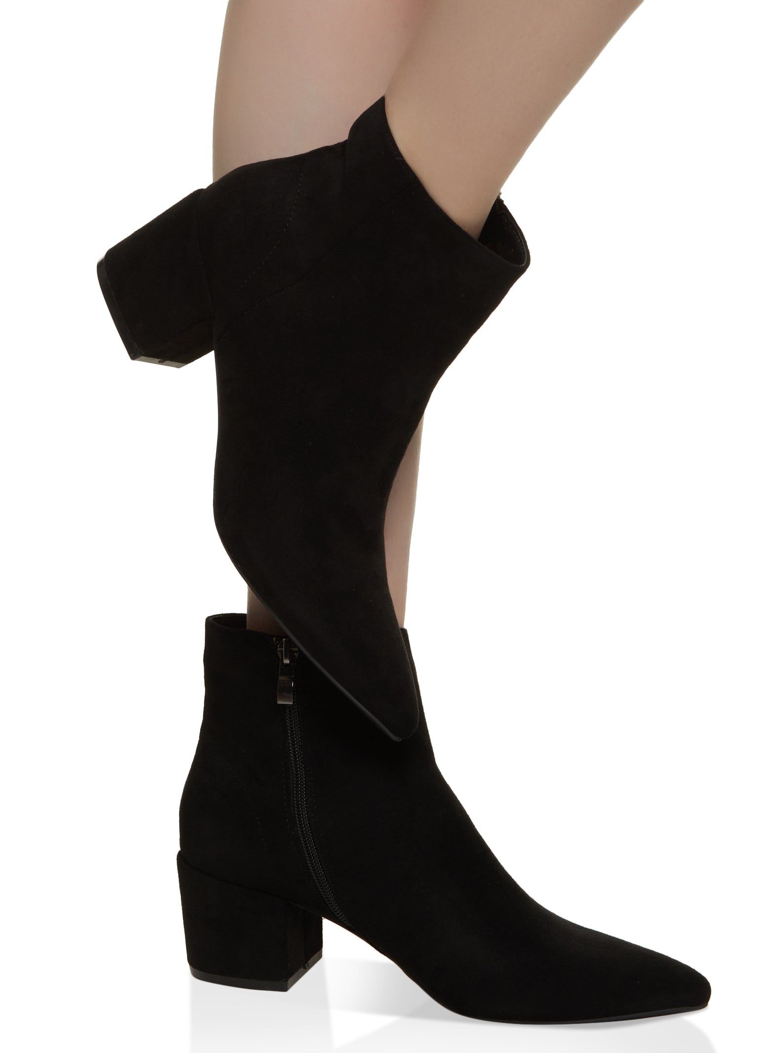 Pointed Toe Mid Heel Booties sold by Rainbow