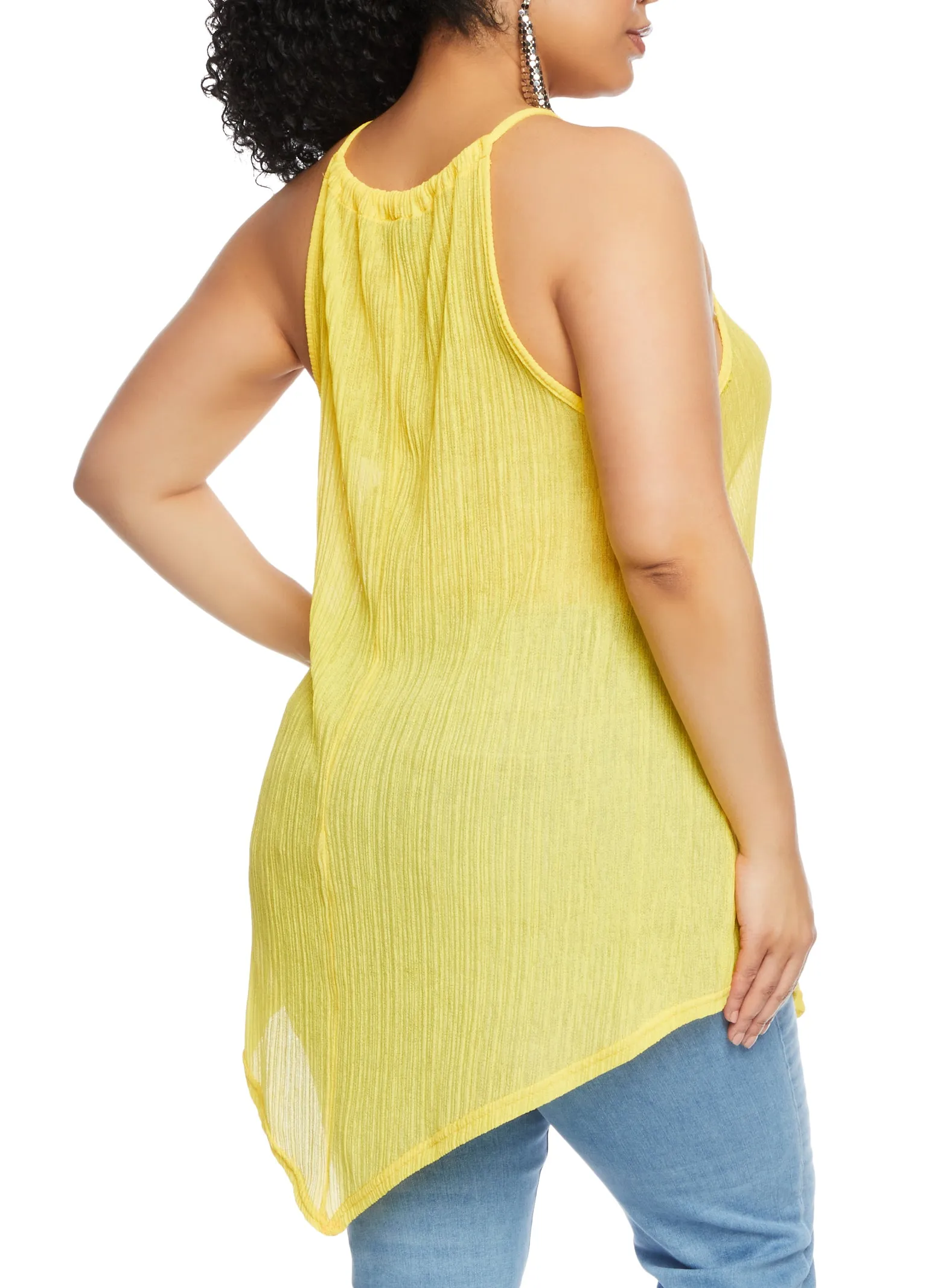 Plus Size Textured Knit High Neck Hanky Hem Top sold by Rainbow product image thumbnail 3