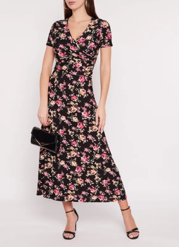 Printed Faux Wrap Maxi Dress sold by Rainbow