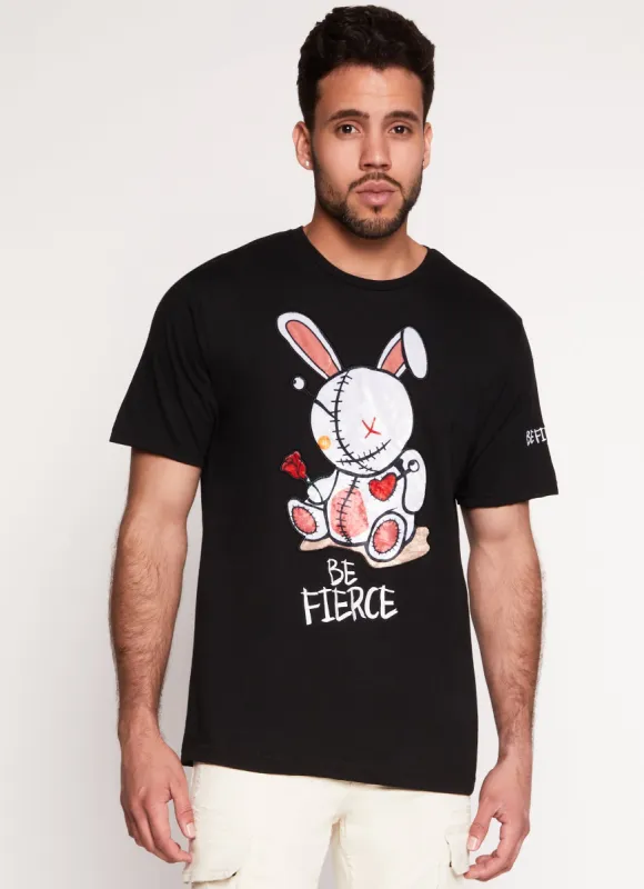 Mens Be Fierce Velvet Patch Graphic Tee sold by Rainbow