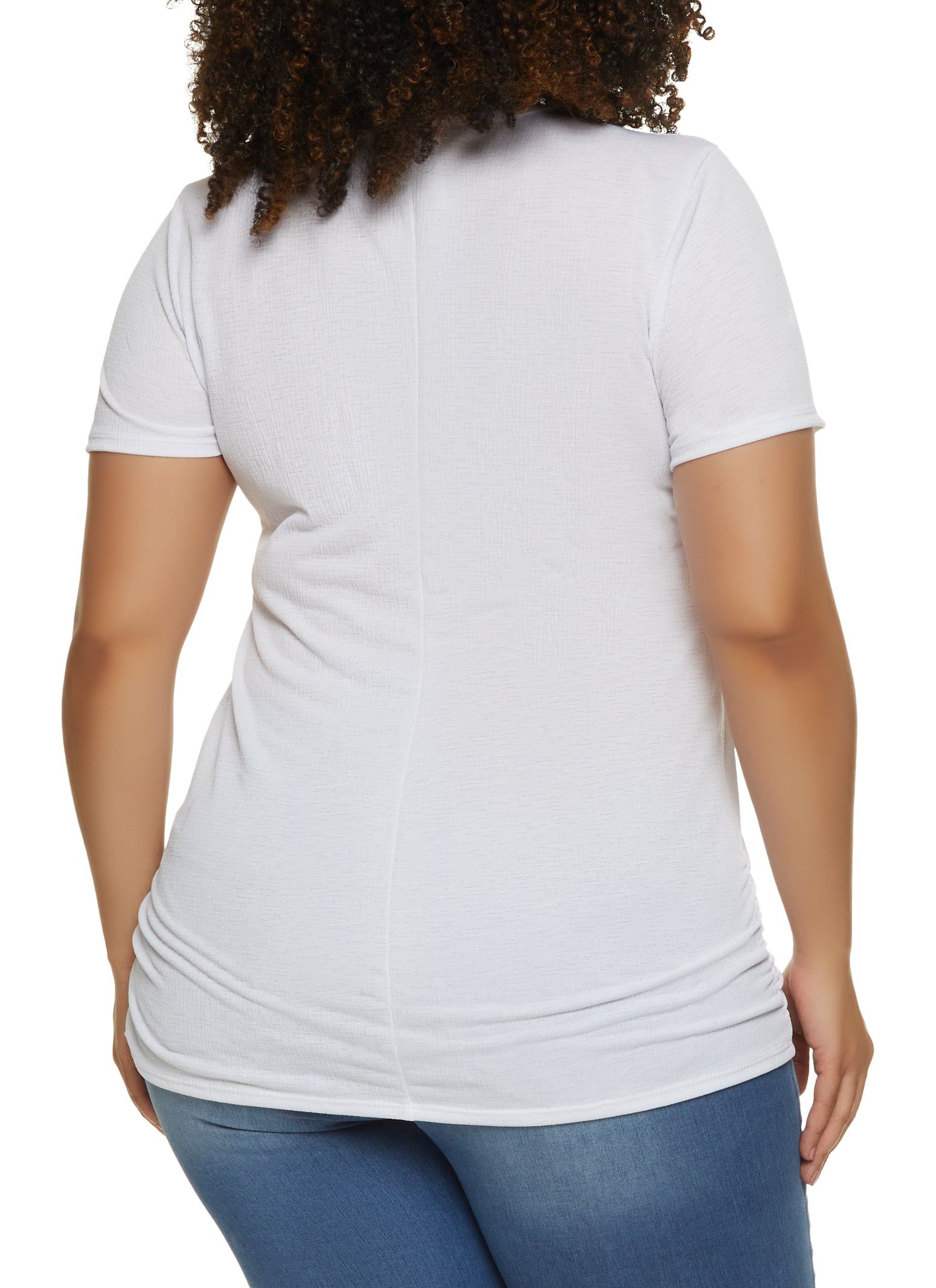 Plus Size Gauze Knit Ruched Tee with Necklace sold by Rainbow product image thumbnail 2