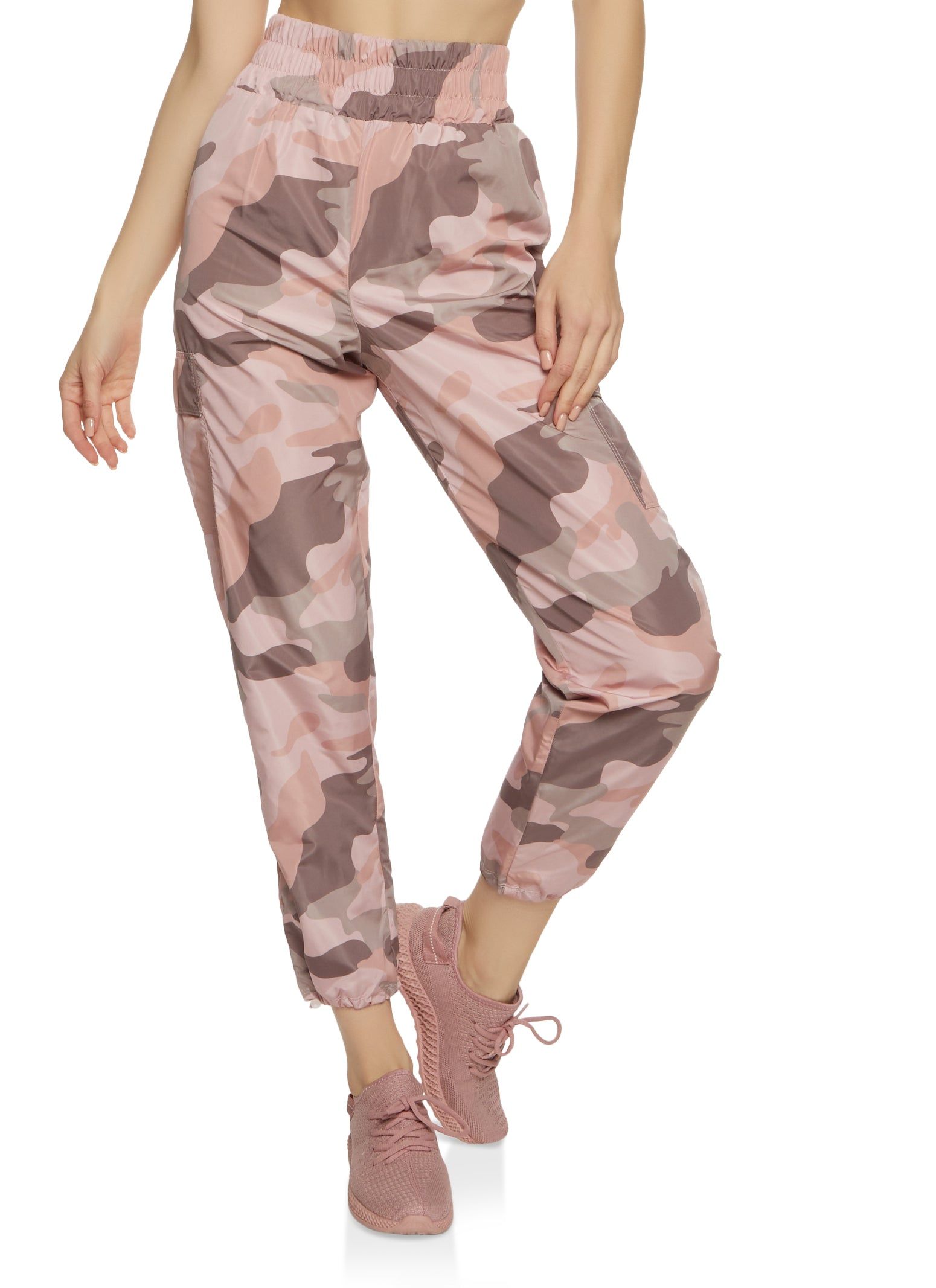 Nylon Camo Print Joggers sold by Rainbow