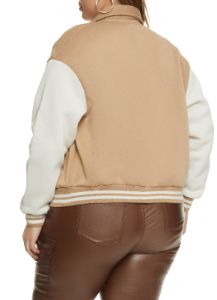 Plus Size BK Initial Patch Varsity Jacket sold by Rainbow