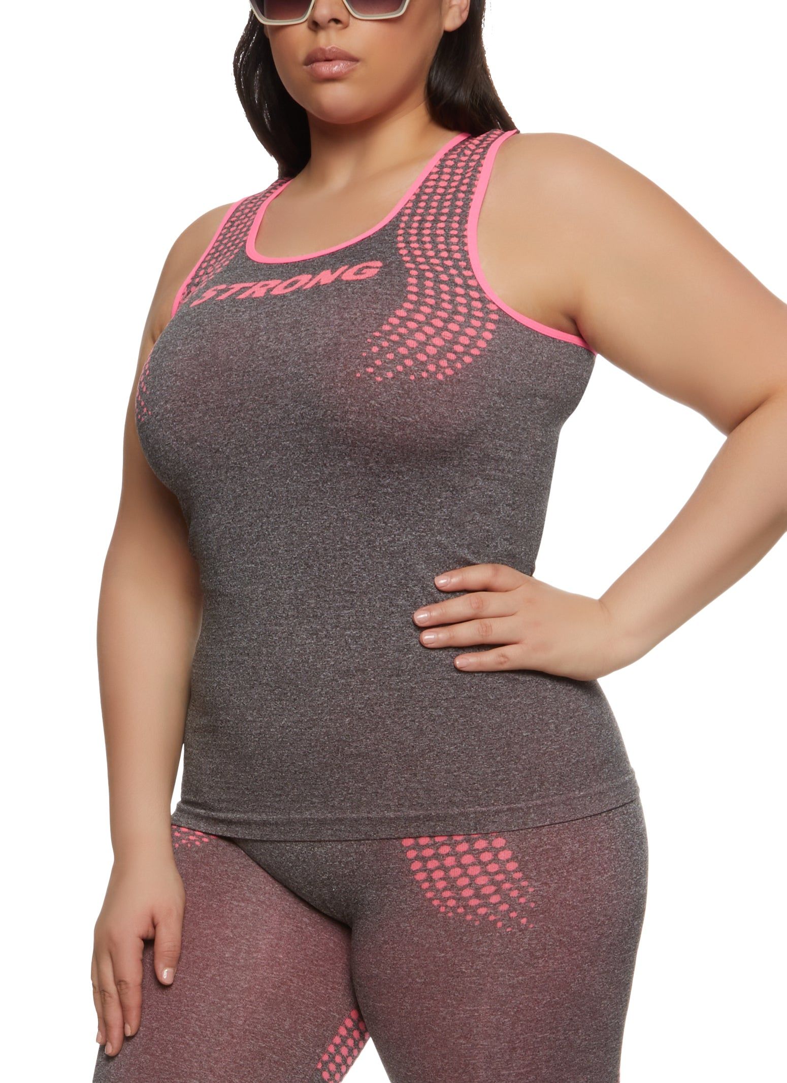 Plus Size Seamless Strong Graphic Racerback Tank Top sold by Rainbow