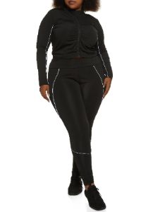 Plus Size Solid Ruched Zip Front Track Jacket sold by Rainbow