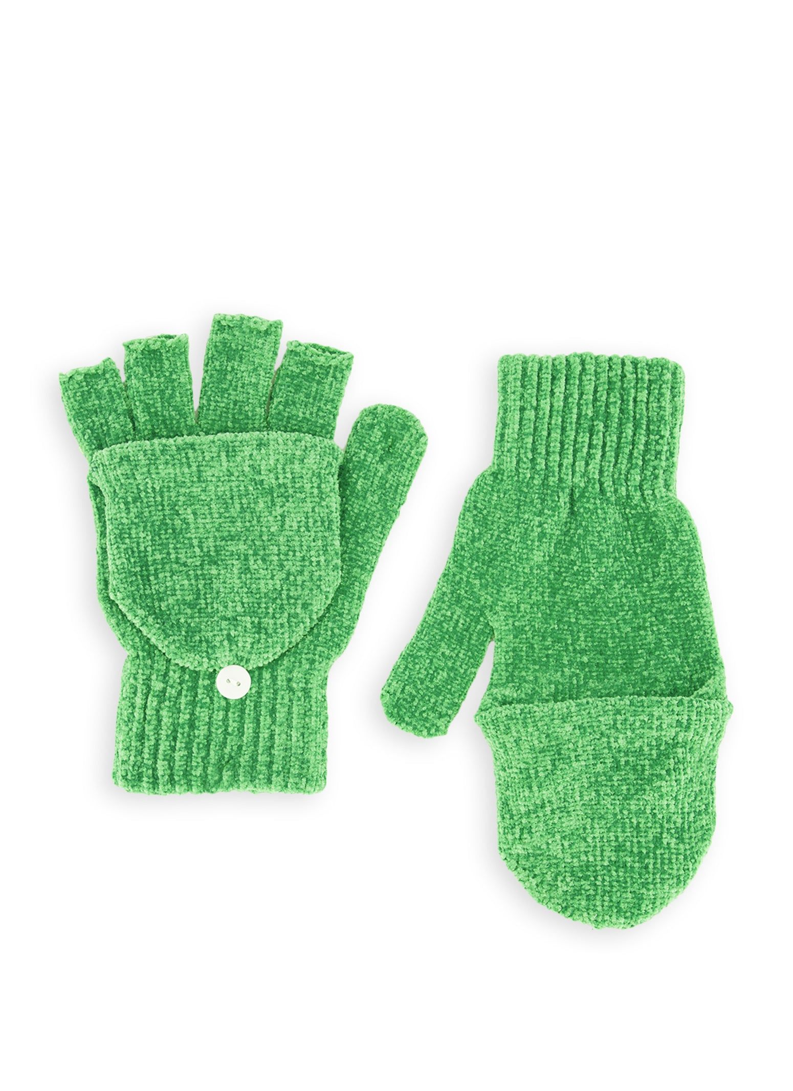 Chenille Button Detail Flip Top Gloves sold by Rainbow
