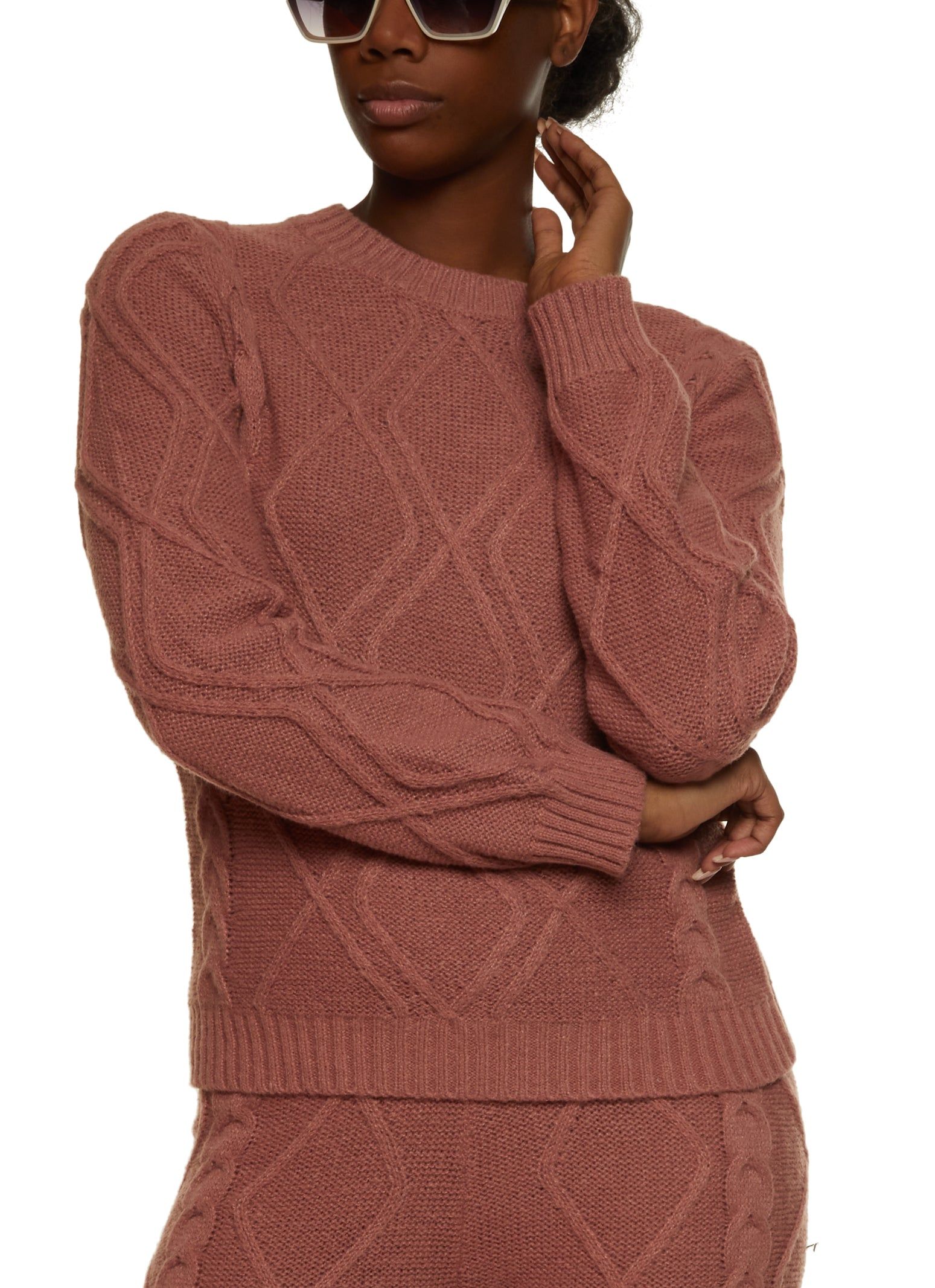 Cable Knit Crew Neck Pullover Sweater sold by Rainbow