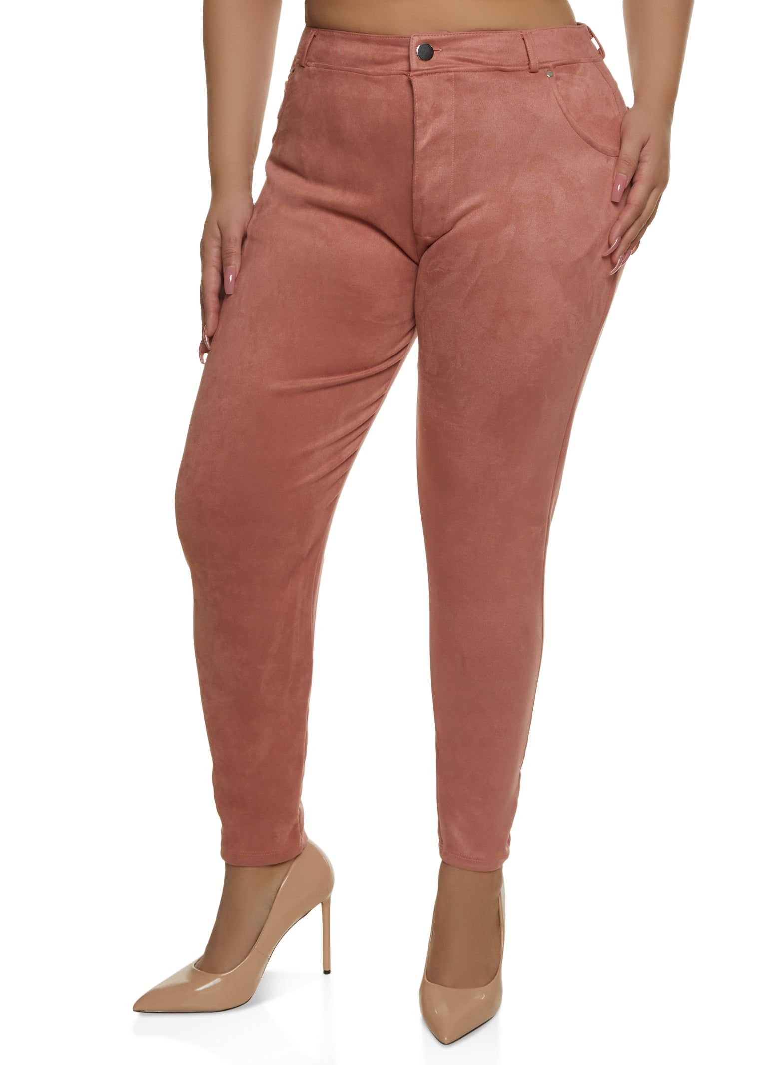 Plus Size Faux Suede High Waist Pants sold by Rainbow