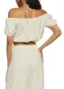Iris Linen Off the Shoulder Halter Neck Crop Top sold by Rainbow