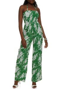 Tropical Print Smocked Jumpsuit sold by Rainbow