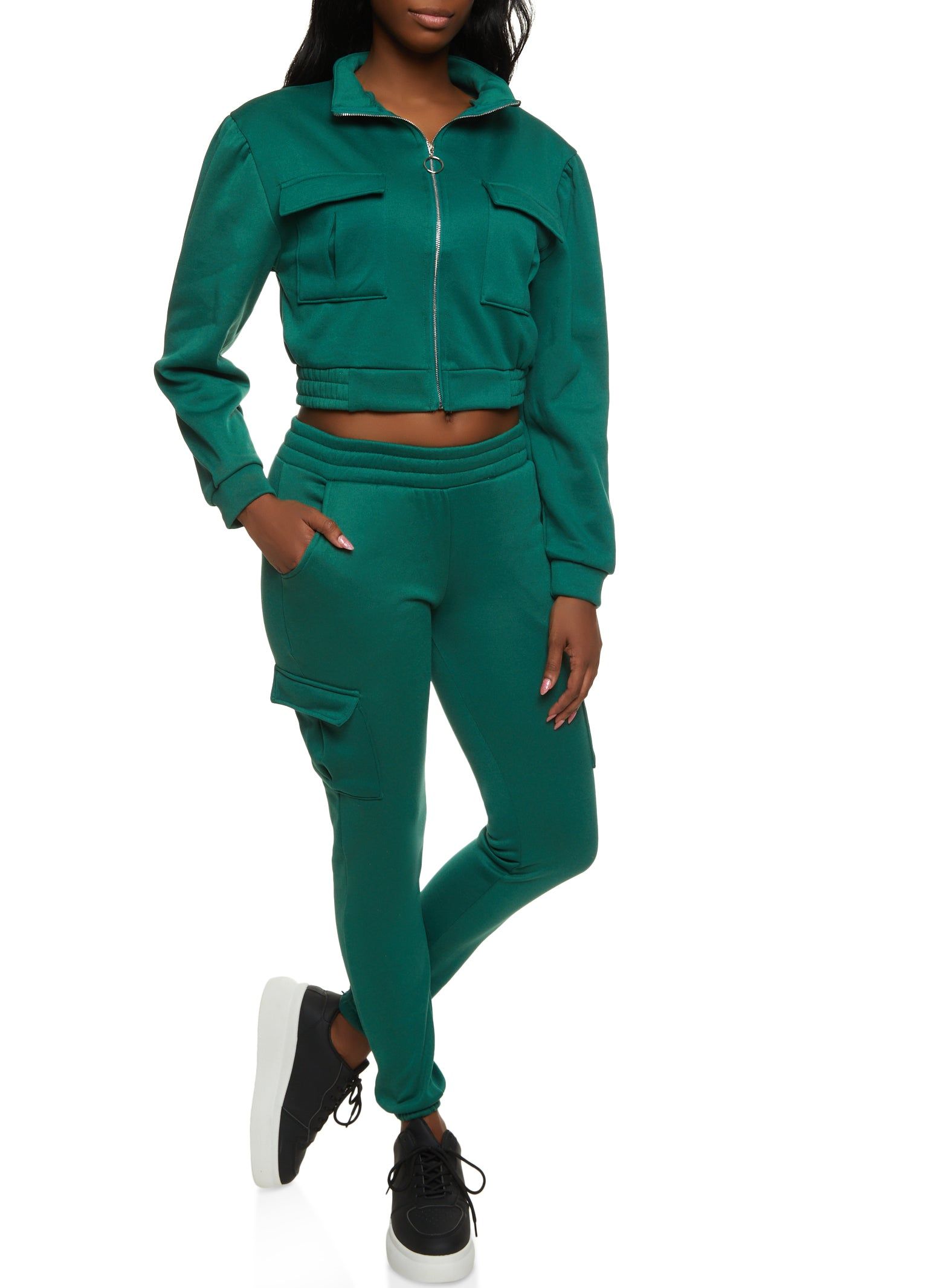 Fleece Zip Front Cargo Pocket Track Jacket sold by Rainbow product image thumbnail 2