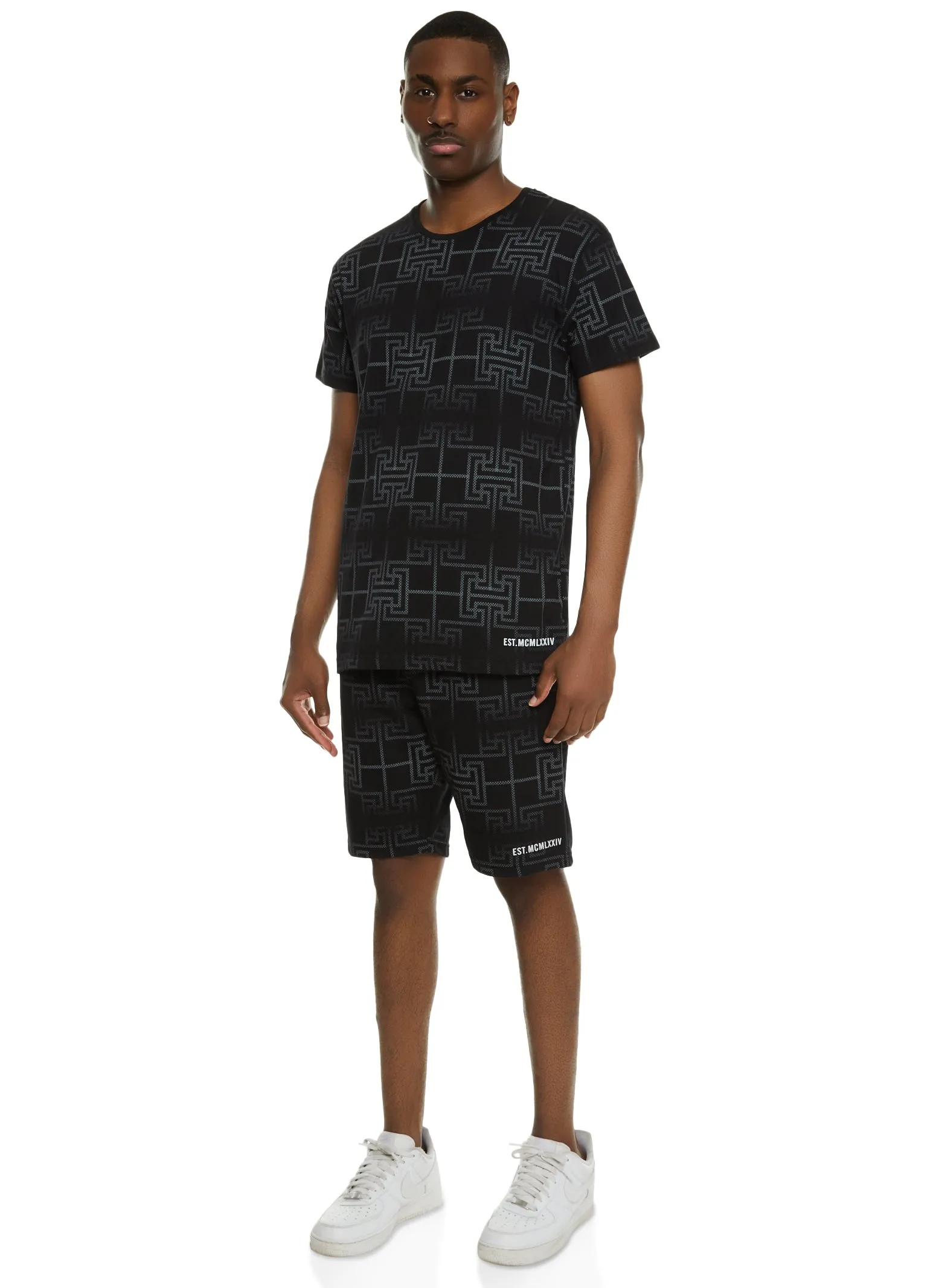 Mens Geo Print Crew Neck Graphic Tee sold by Rainbow product image thumbnail 2