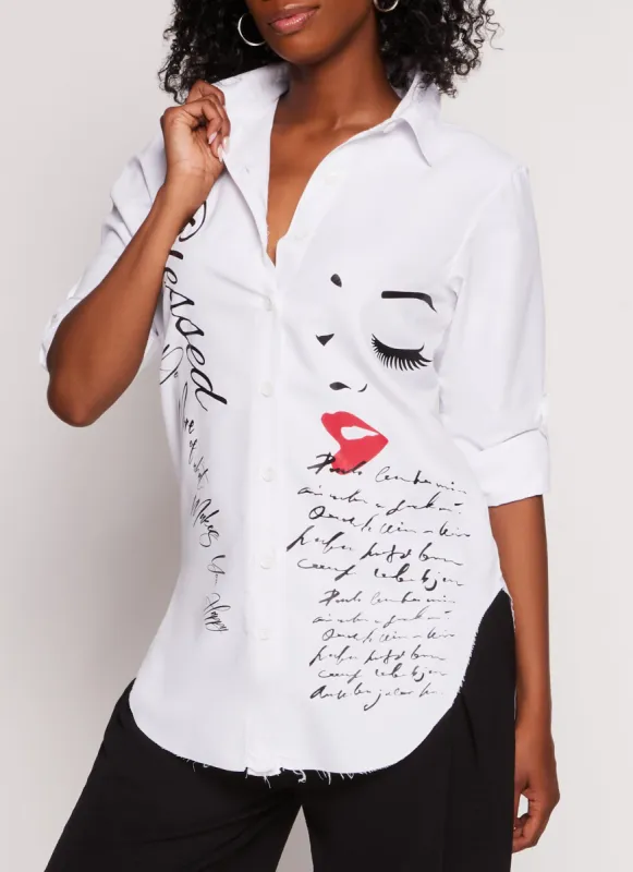 Blessed Graphic Print Tunic Shirt sold by Rainbow