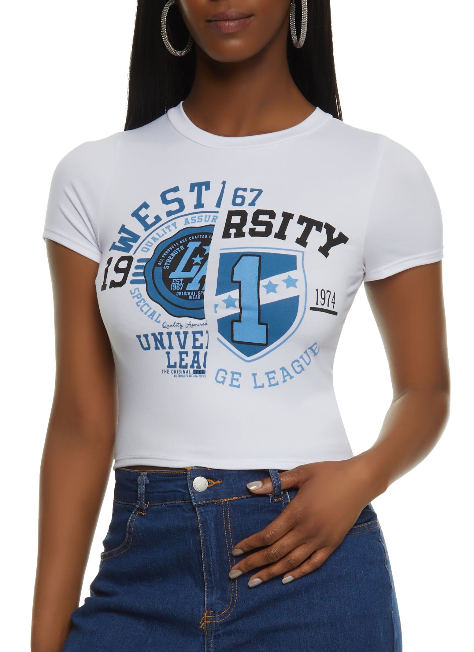 Varsity Cropped Graphic Tee sold by Rainbow