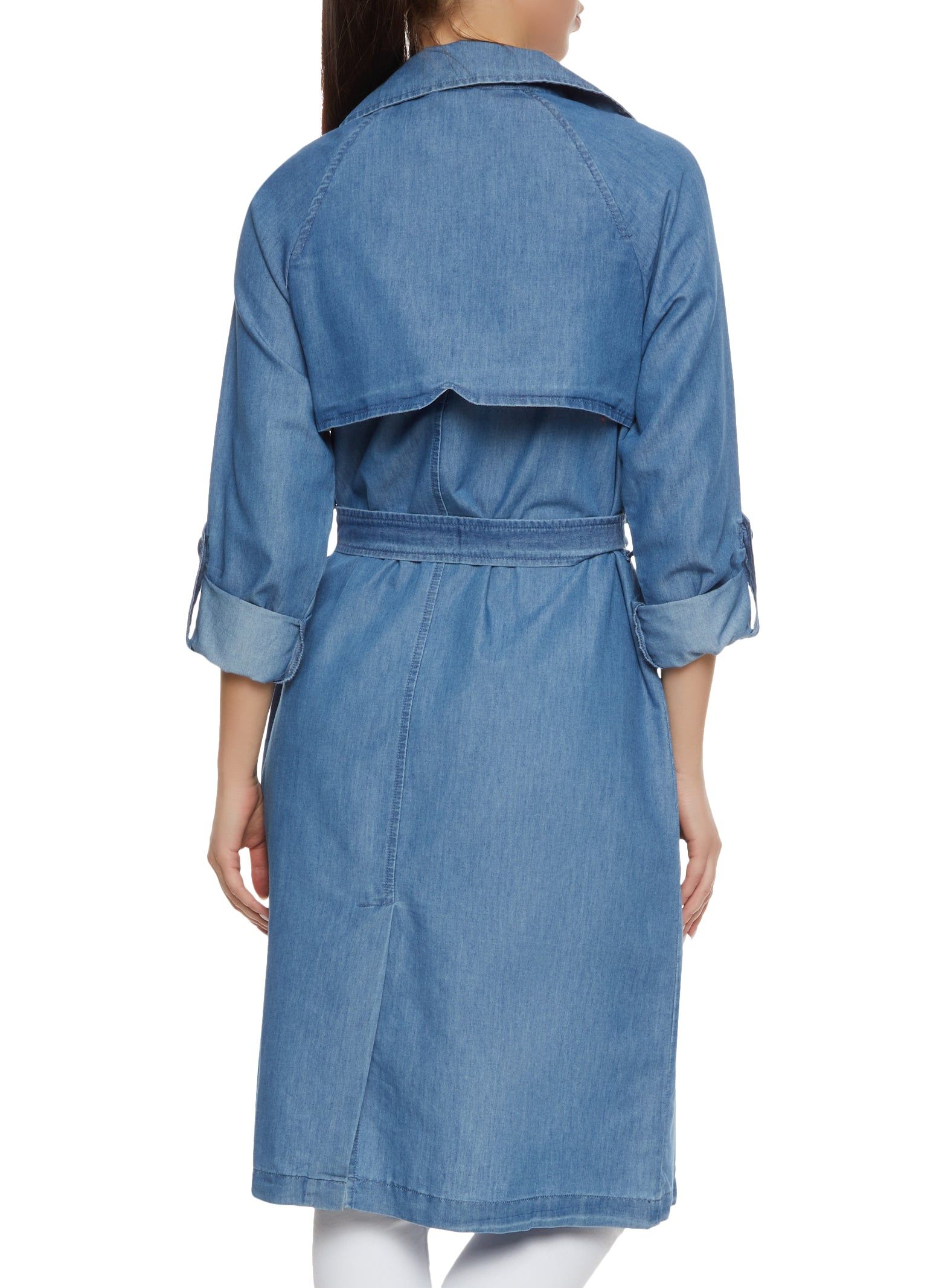Denim Tie Waist Belted Trench Coat sold by Rainbow product image thumbnail 3