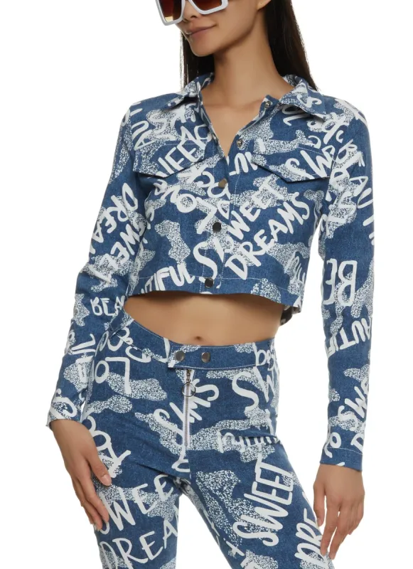 Printed Snap Button Front Jacket sold by Rainbow