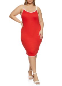 Plus Size Contrast Trim Cami Midi Dress sold by Rainbow