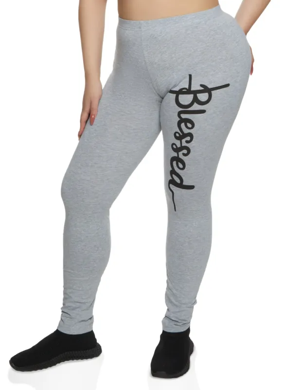 Plus Size Blessed Graphic Leggings sold by Rainbow