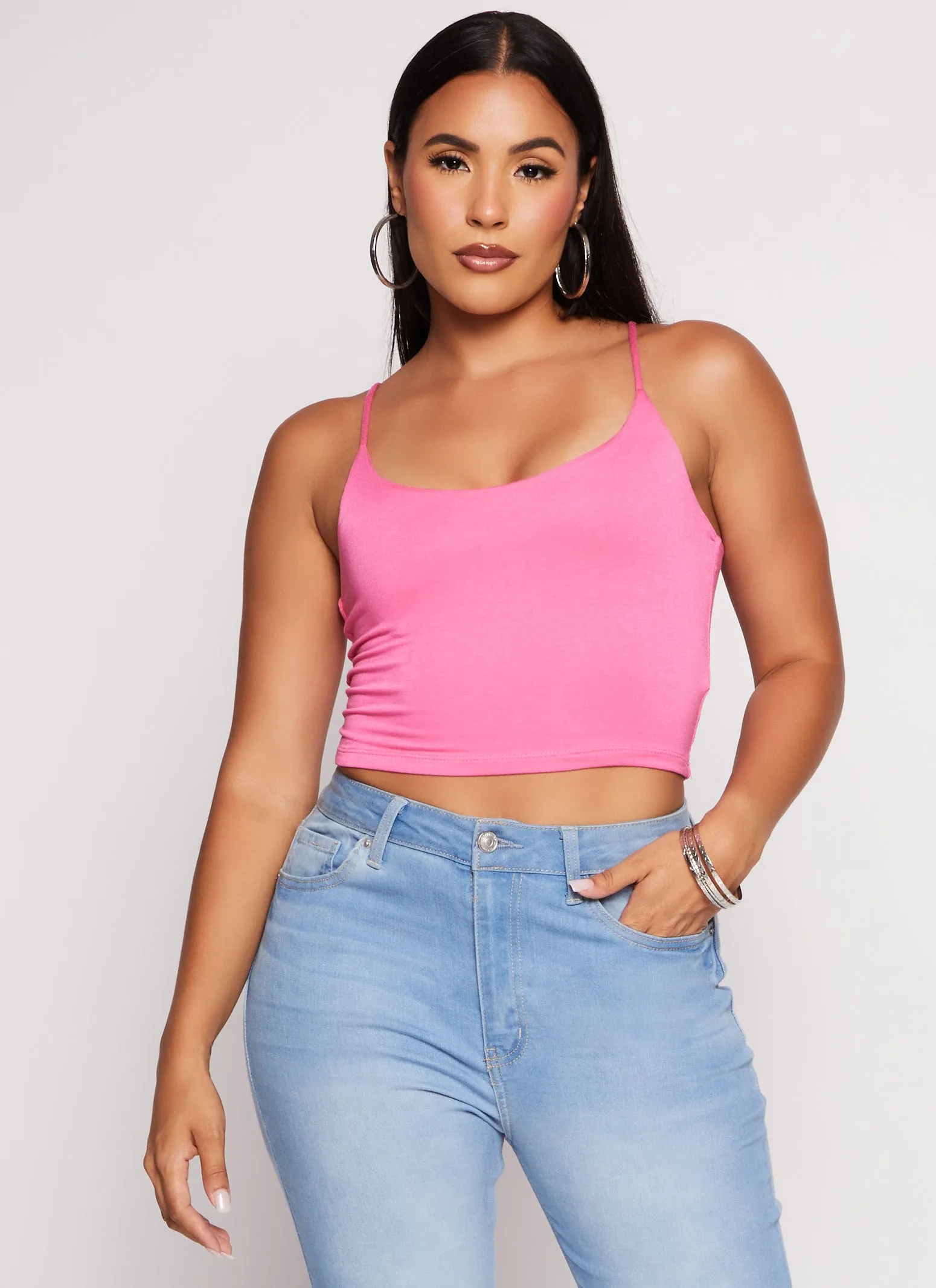 Double Lined Scoop Neck Cropped Cami sold by Rainbow