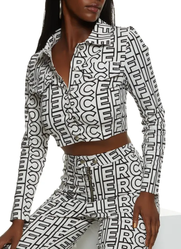 Printed Snap Button Front Jacket sold by Rainbow