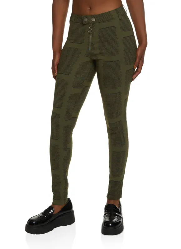 Printed Zip Front High Waist Pants sold by Rainbow