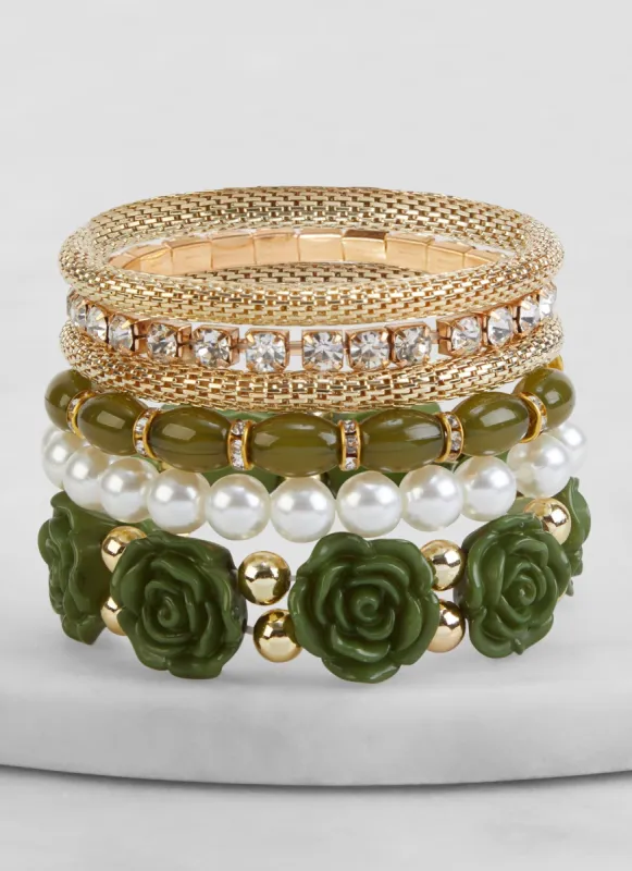 Set of 6 Assorted Beaded Stretch Bracelets sold by Rainbow