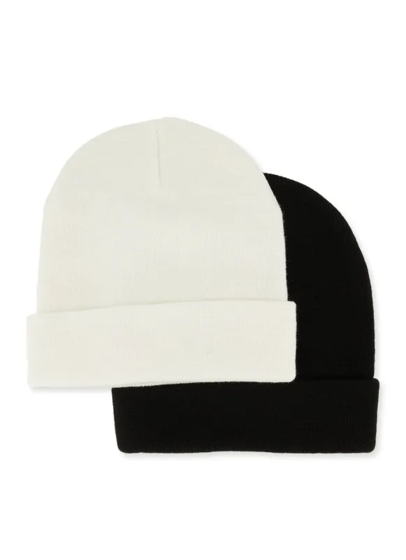 Cuffed Rib Knit Beanie 2 Pack sold by Rainbow