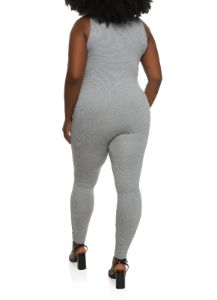 Plus Size Sleeveless Half Zip Catsuit sold by Rainbow