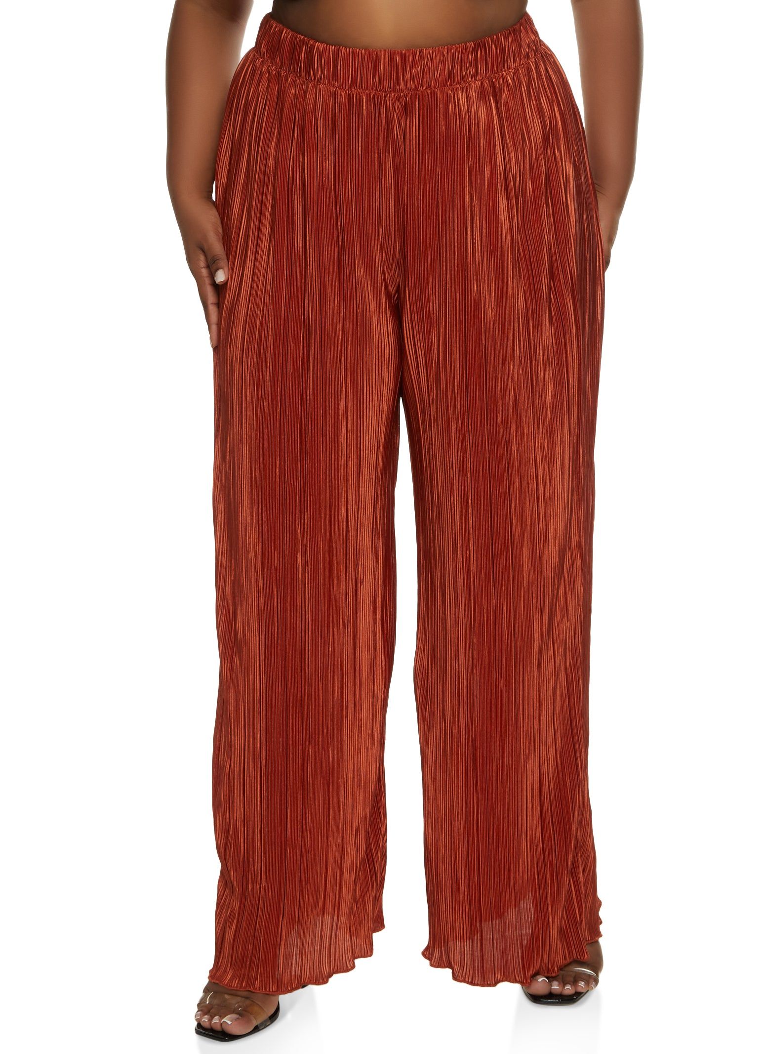 Plus Size Plisse Wide Leg Pants sold by Rainbow