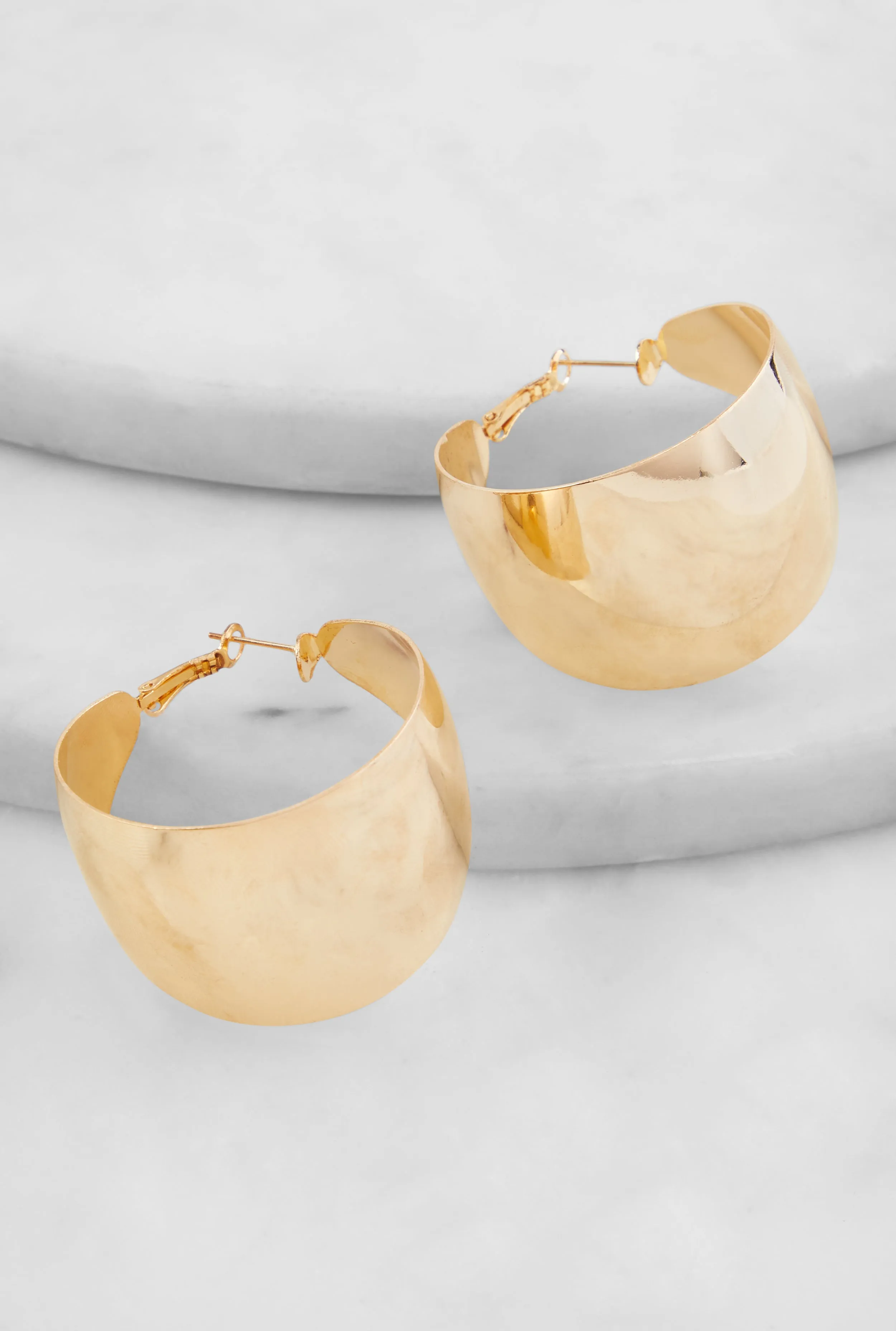 Wide Metallic Hoop Earrings sold by Rainbow product image thumbnail 2