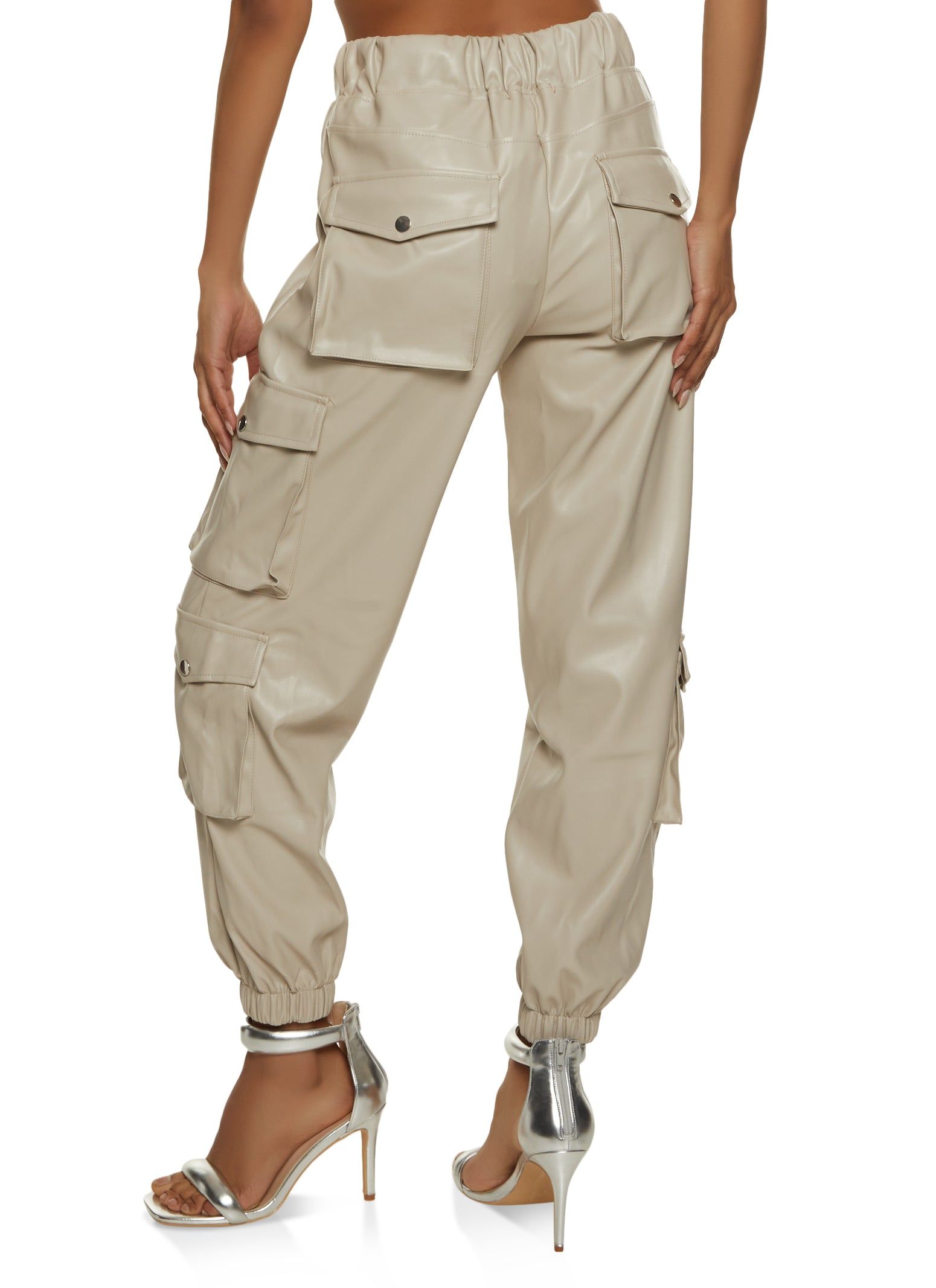 Faux Leather Drawstring Cargo Joggers sold by Rainbow product image thumbnail 3